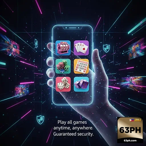 Mobile player enjoying casino games with 63ph offers